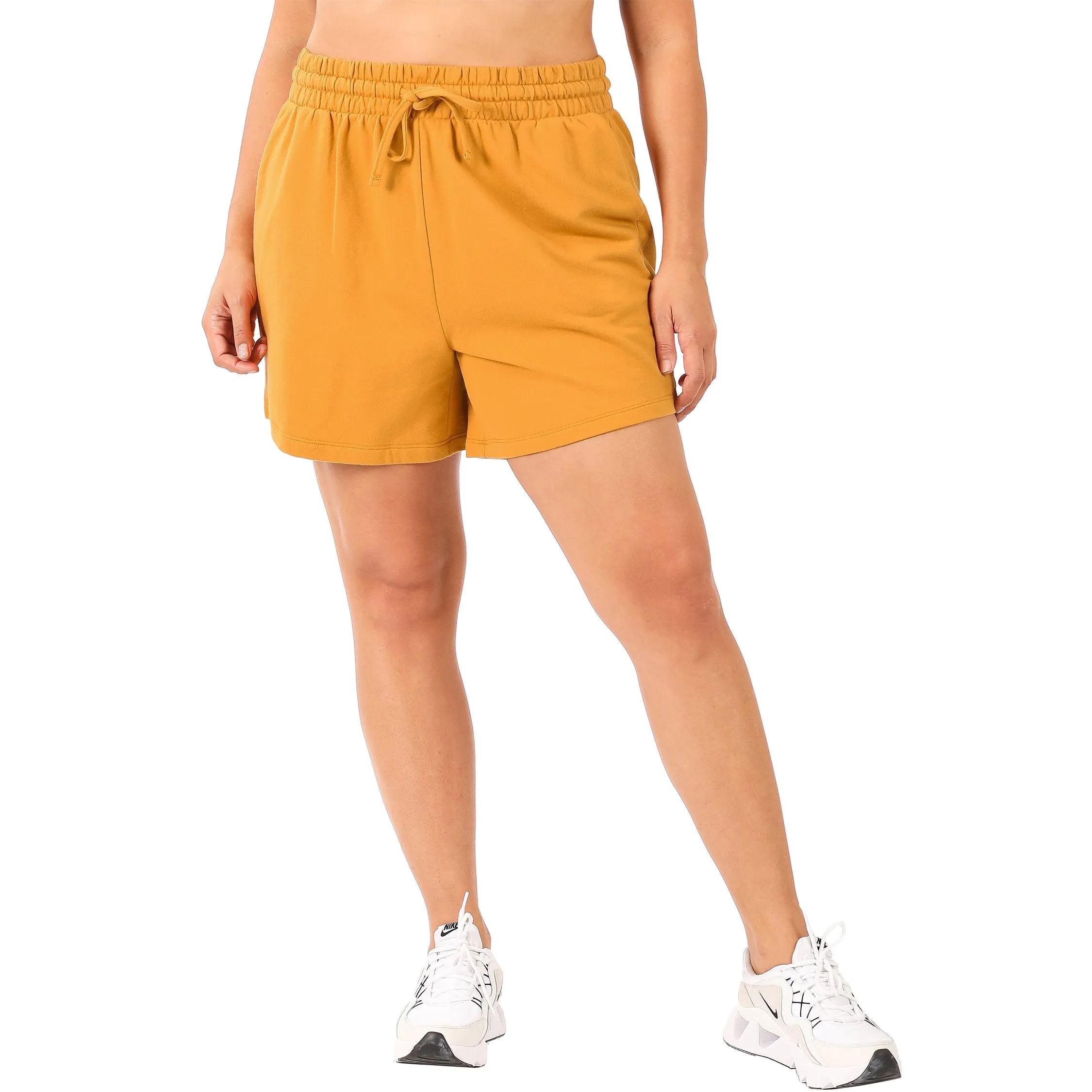 French Terry Sweatshirt & Shorts Lounge Set in Golden Mustard