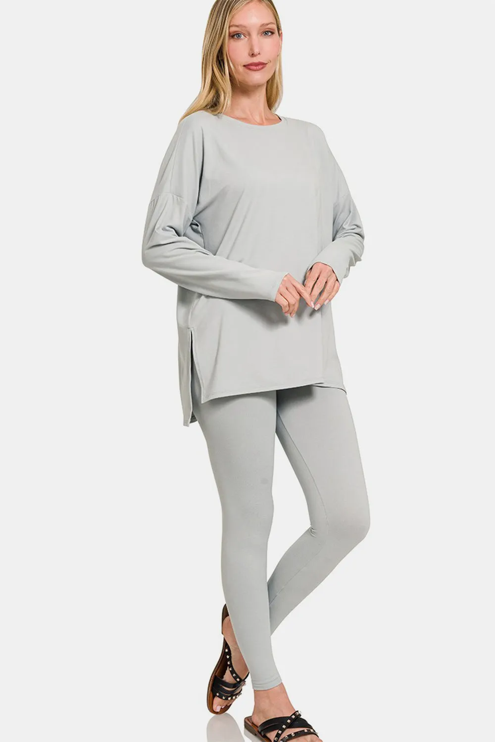Full Size Microfiber Leggings Lounge Set