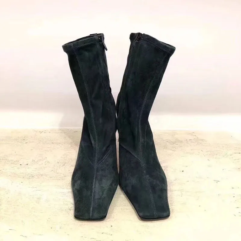 Genuine leather Ankle Boots for women 9.5 cm high heels
