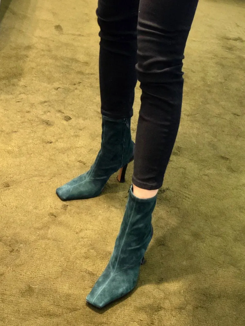 Genuine leather Ankle Boots for women 9.5 cm high heels