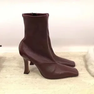 Genuine leather Ankle Boots for women 9.5 cm high heels
