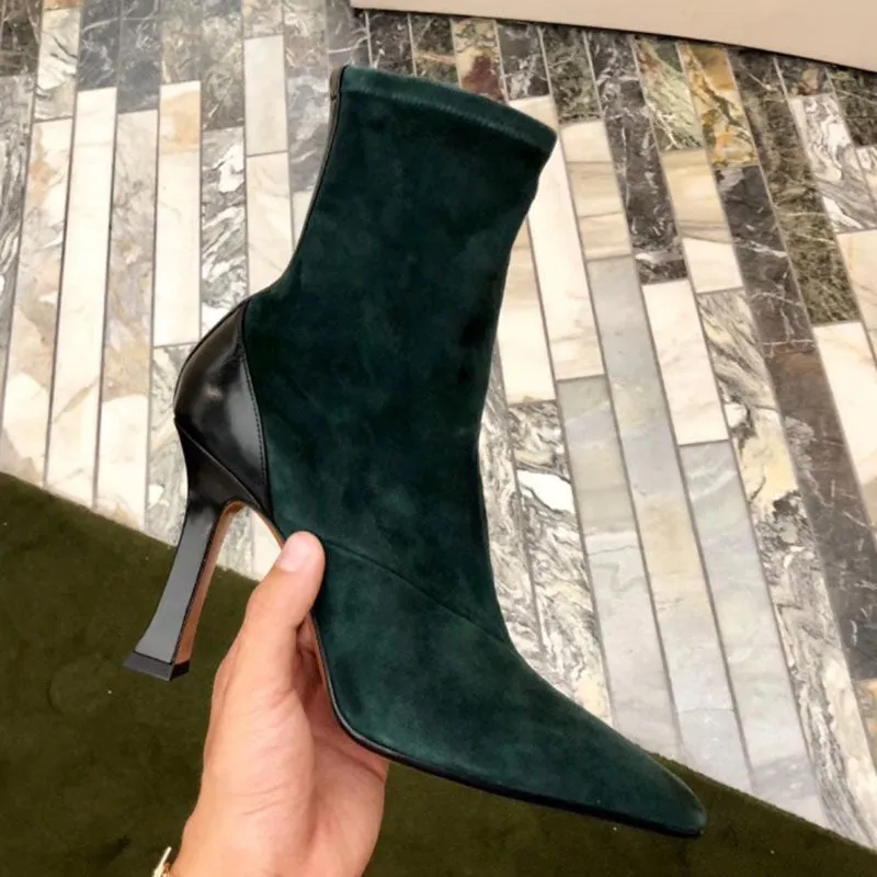 Genuine leather Ankle Boots for women 9.5 cm high heels