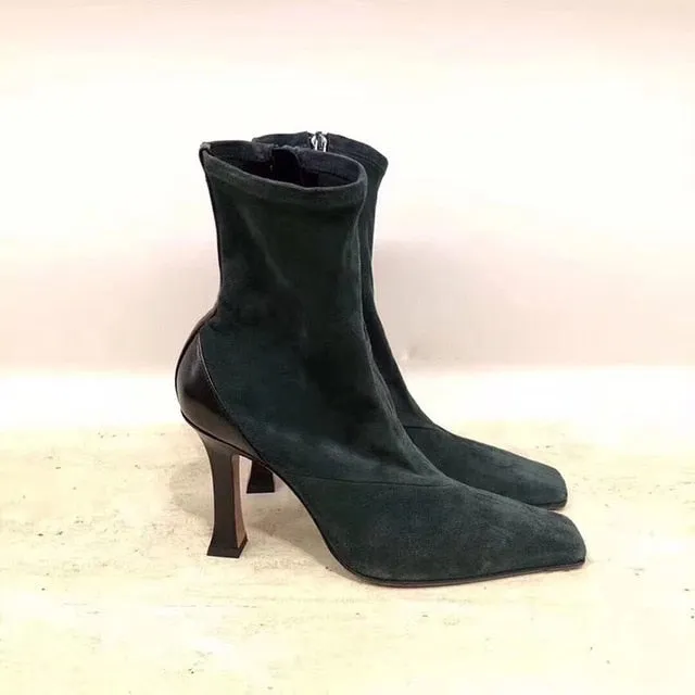 Genuine leather Ankle Boots for women 9.5 cm high heels