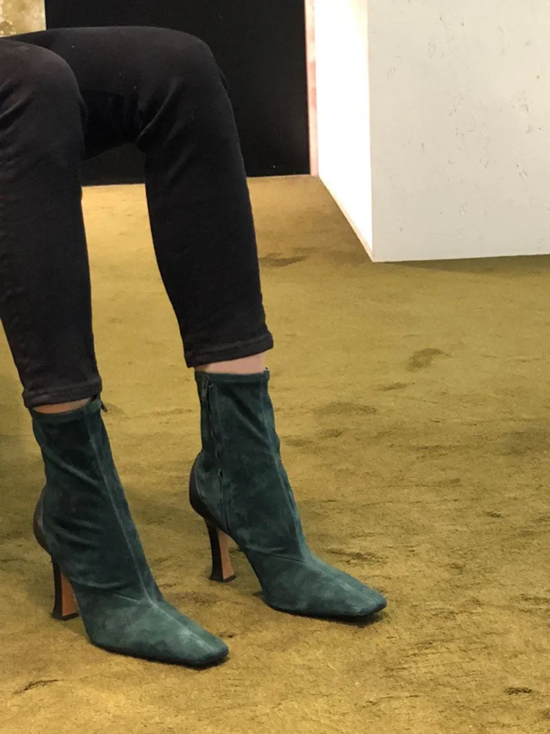 Genuine leather Ankle Boots for women 9.5 cm high heels