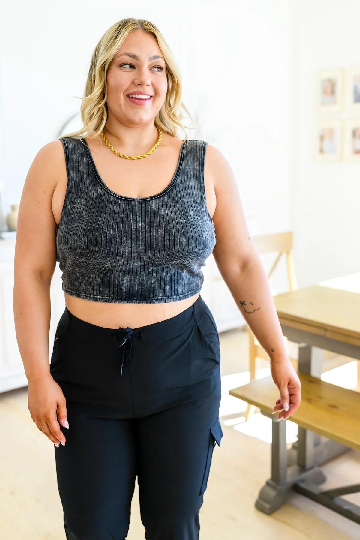 Get On My Level Cropped Cami in Washed Charcoal