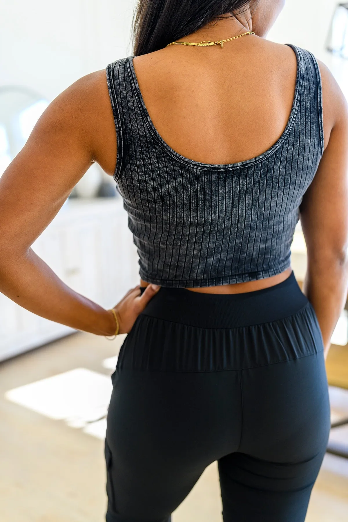 Get On My Level Cropped Cami in Washed Charcoal