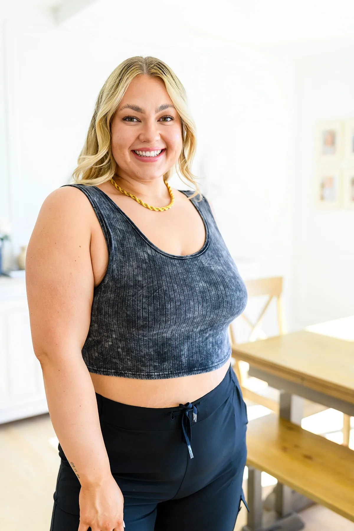 Get On My Level Cropped Cami in Washed Charcoal