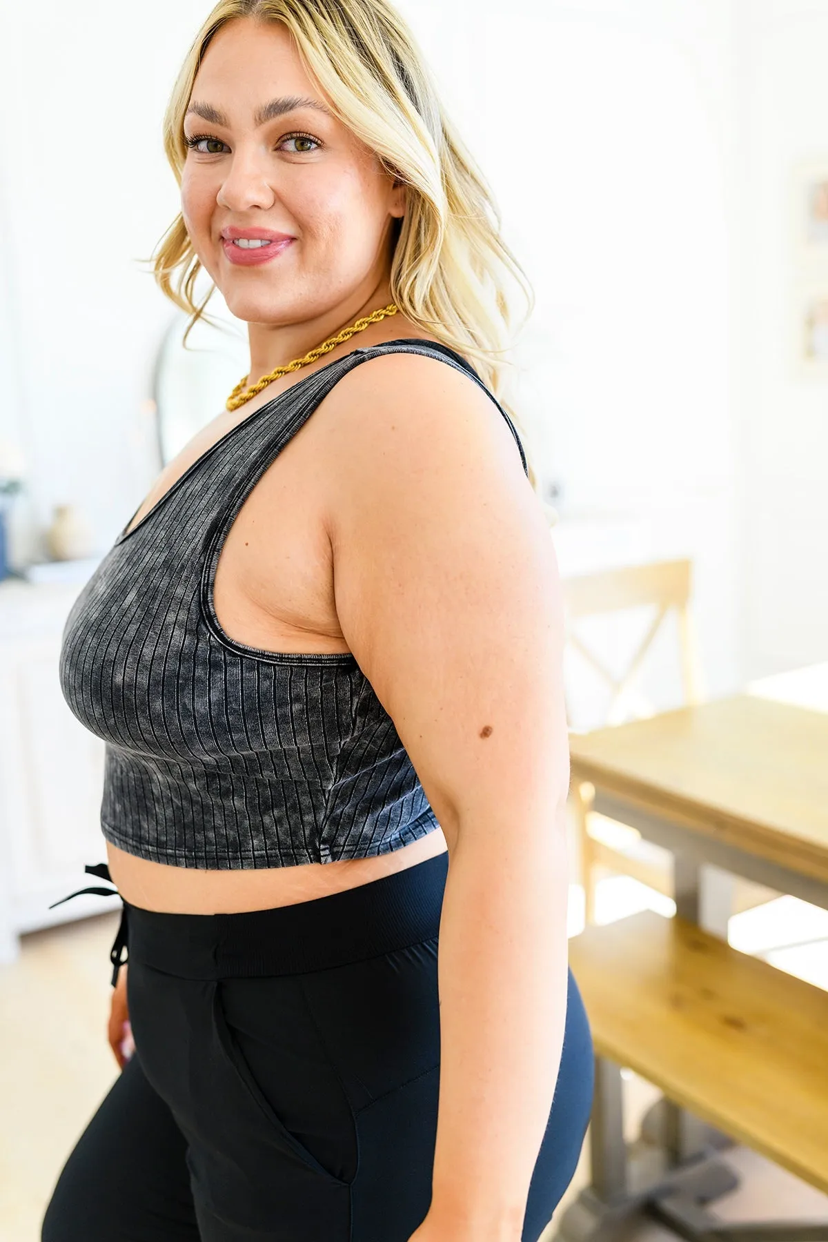 Get On My Level Cropped Cami in Washed Charcoal