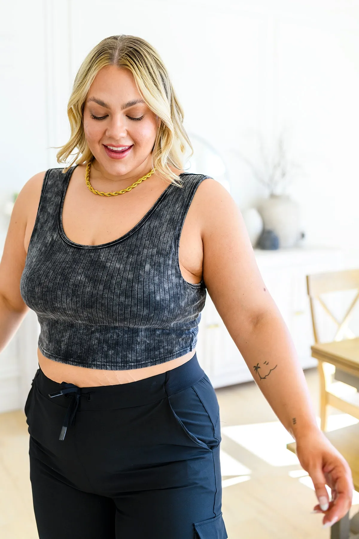 Get On My Level Cropped Cami in Washed Charcoal