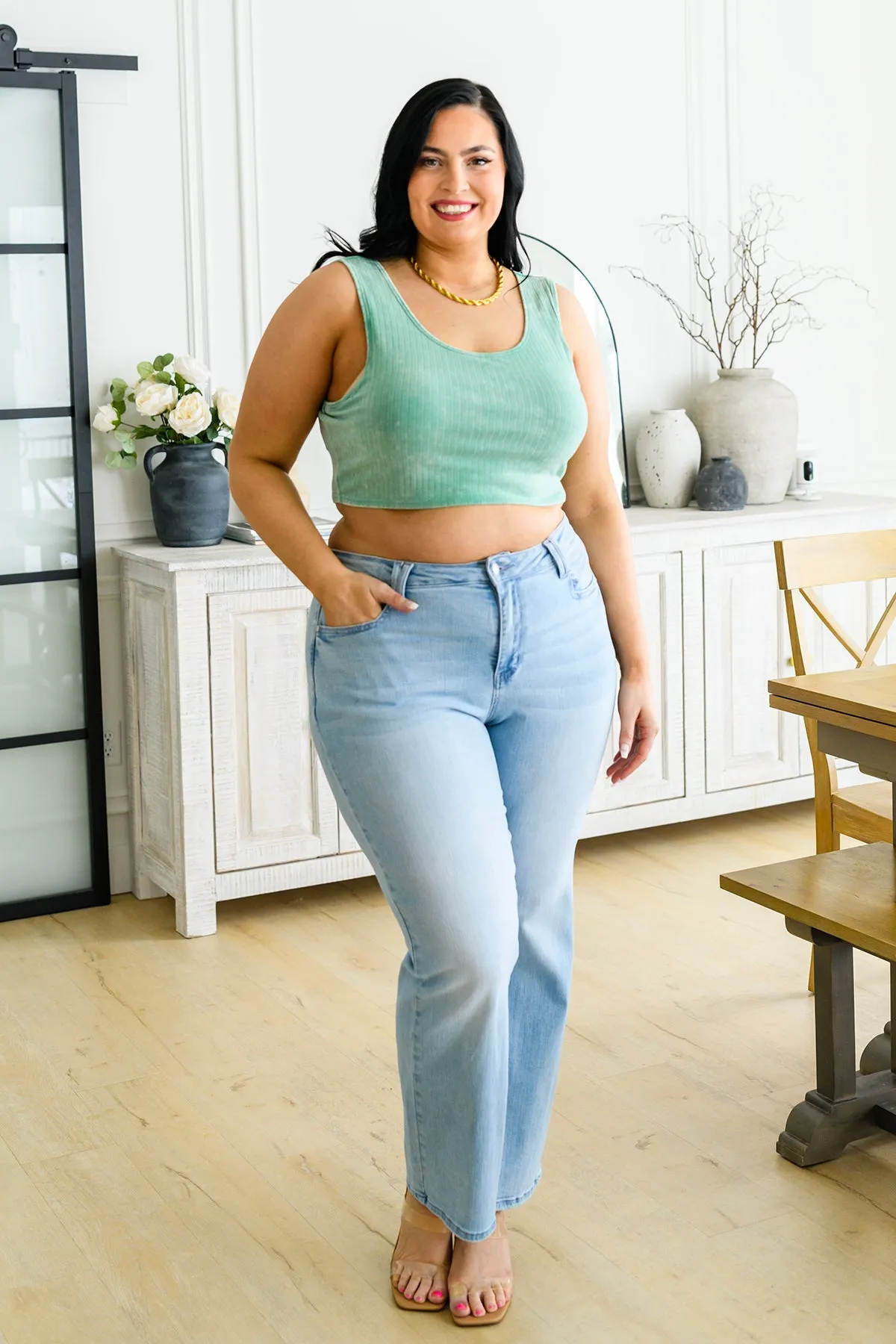 Get On My Level Cropped Cami in Washed Mint