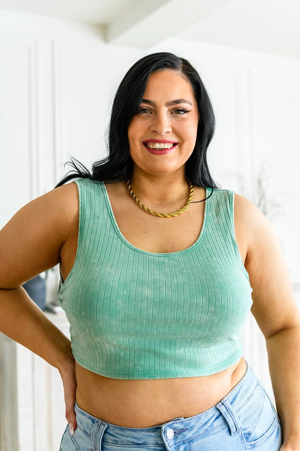 Get On My Level Cropped Cami in Washed Mint
