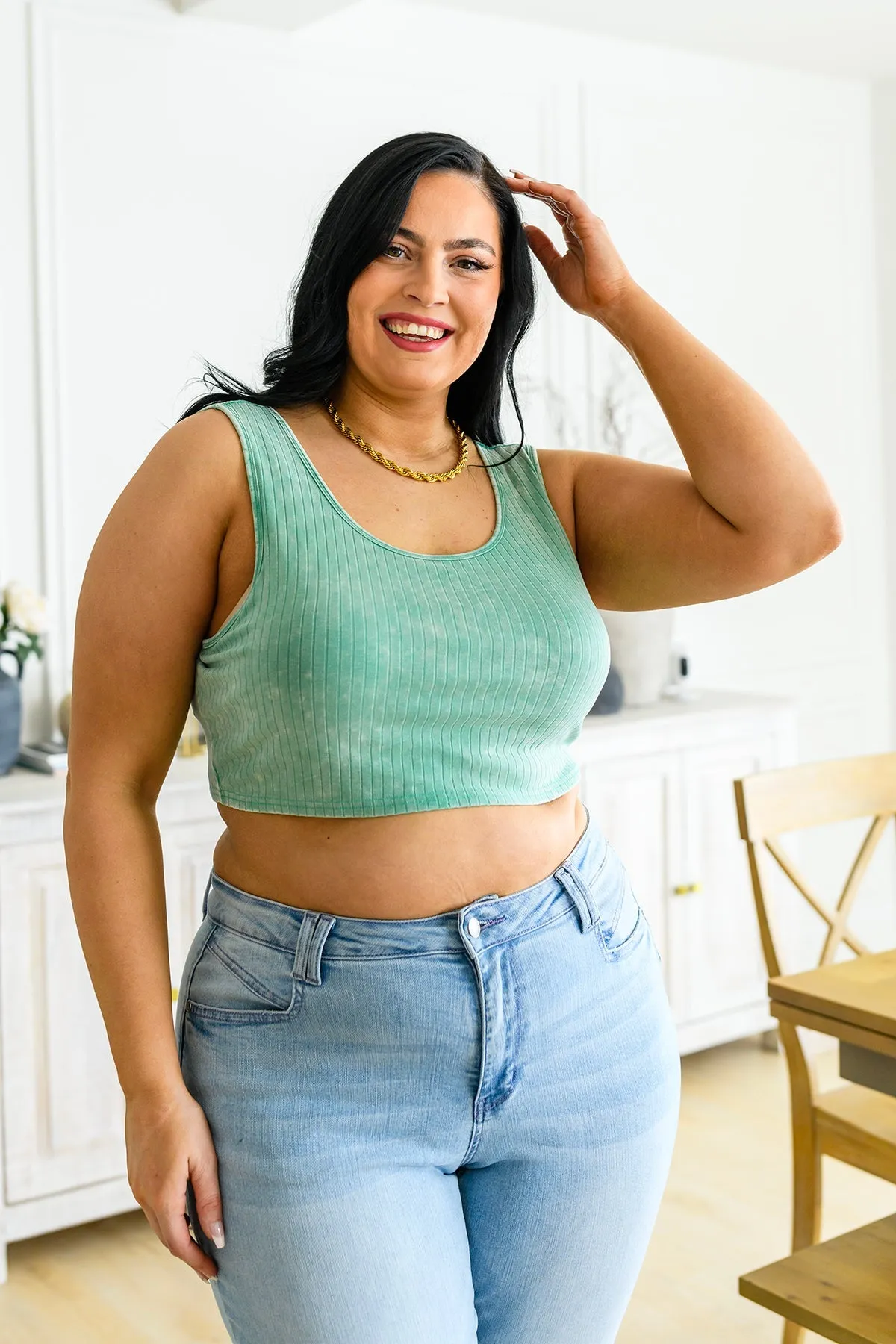 Get On My Level Cropped Cami in Washed Mint