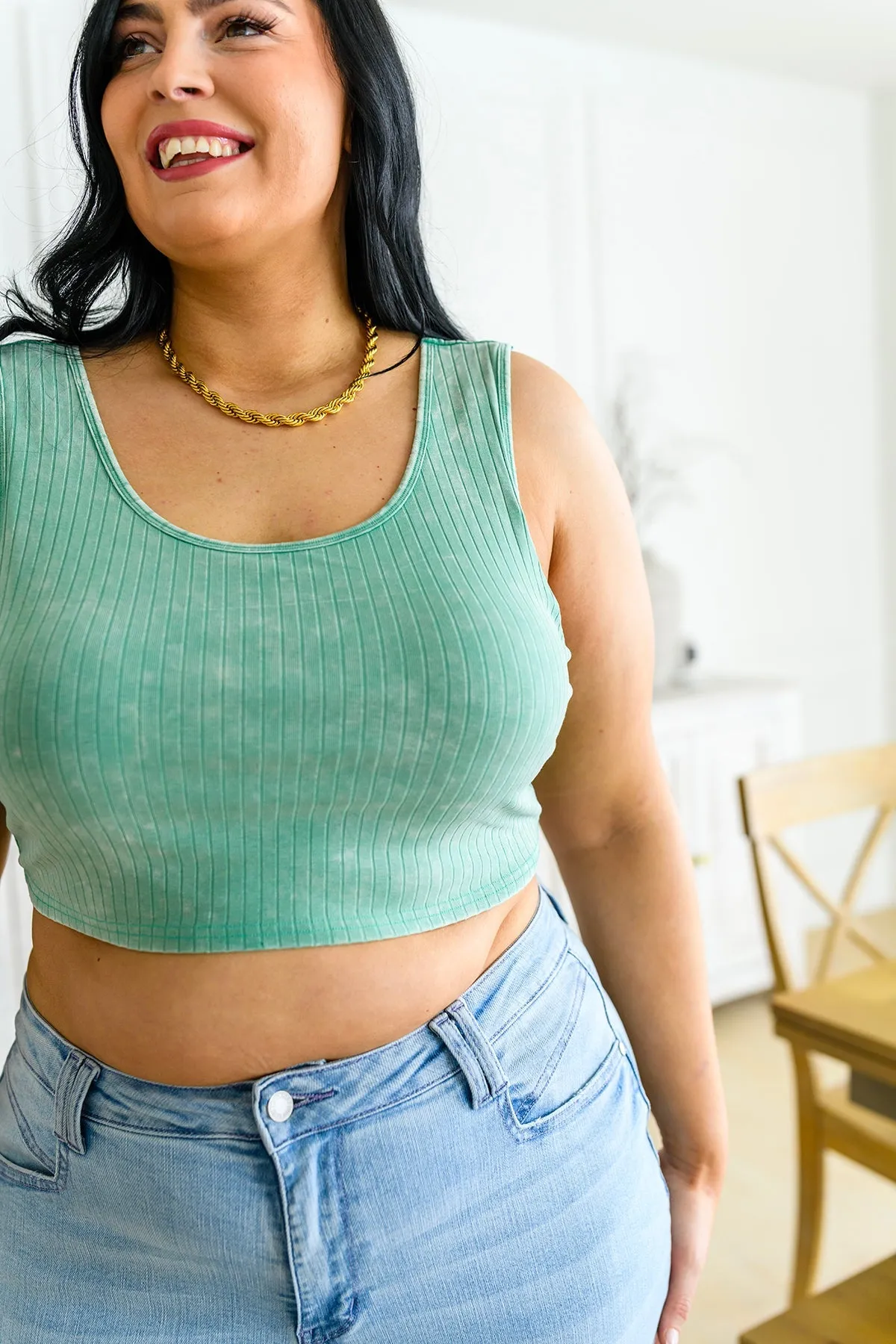 Get On My Level Cropped Cami in Washed Mint
