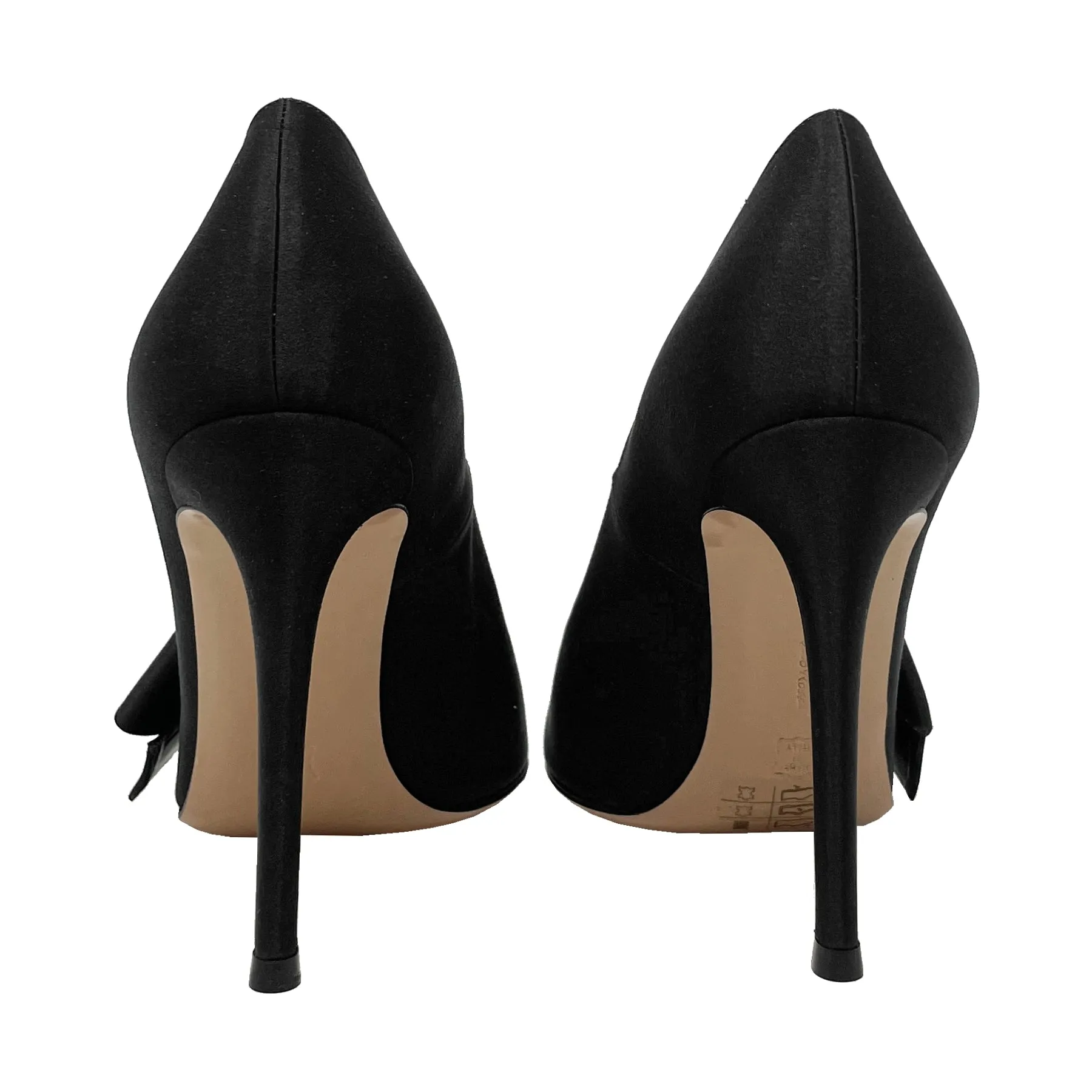 Gianvito Rossi Kyoto Black Satin Pointed Toe Pumps Size EU 37