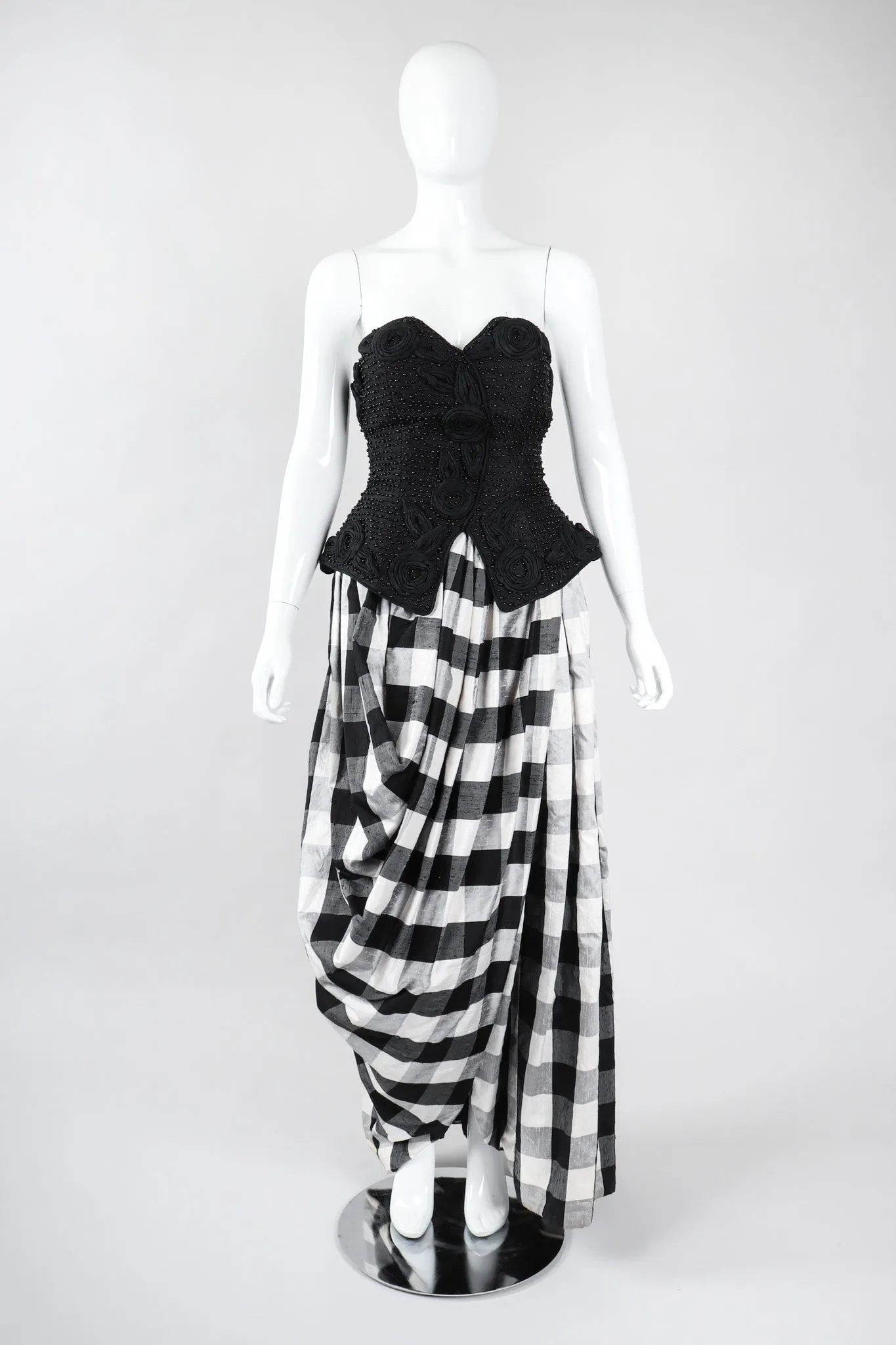 Gingham Bustier Ball Gown