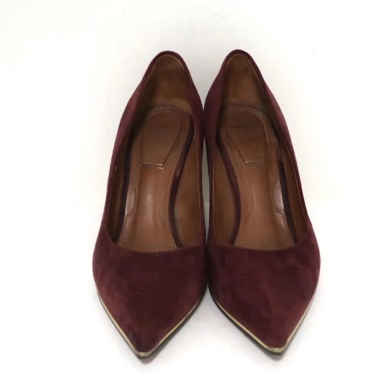 Givenchy Pointed Toe Pumps Burgundy Suede Size 37