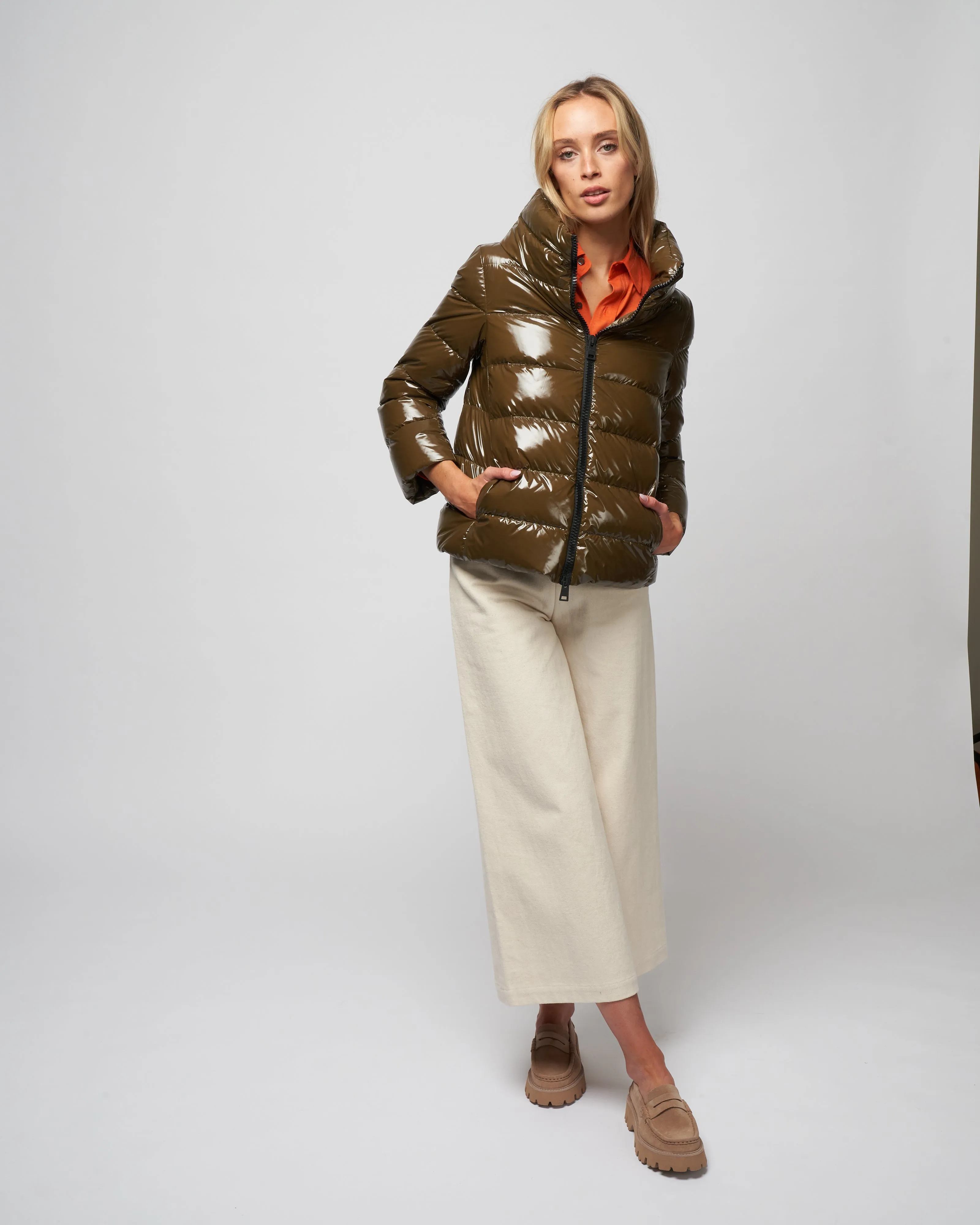 gloss short jacket - verde militare