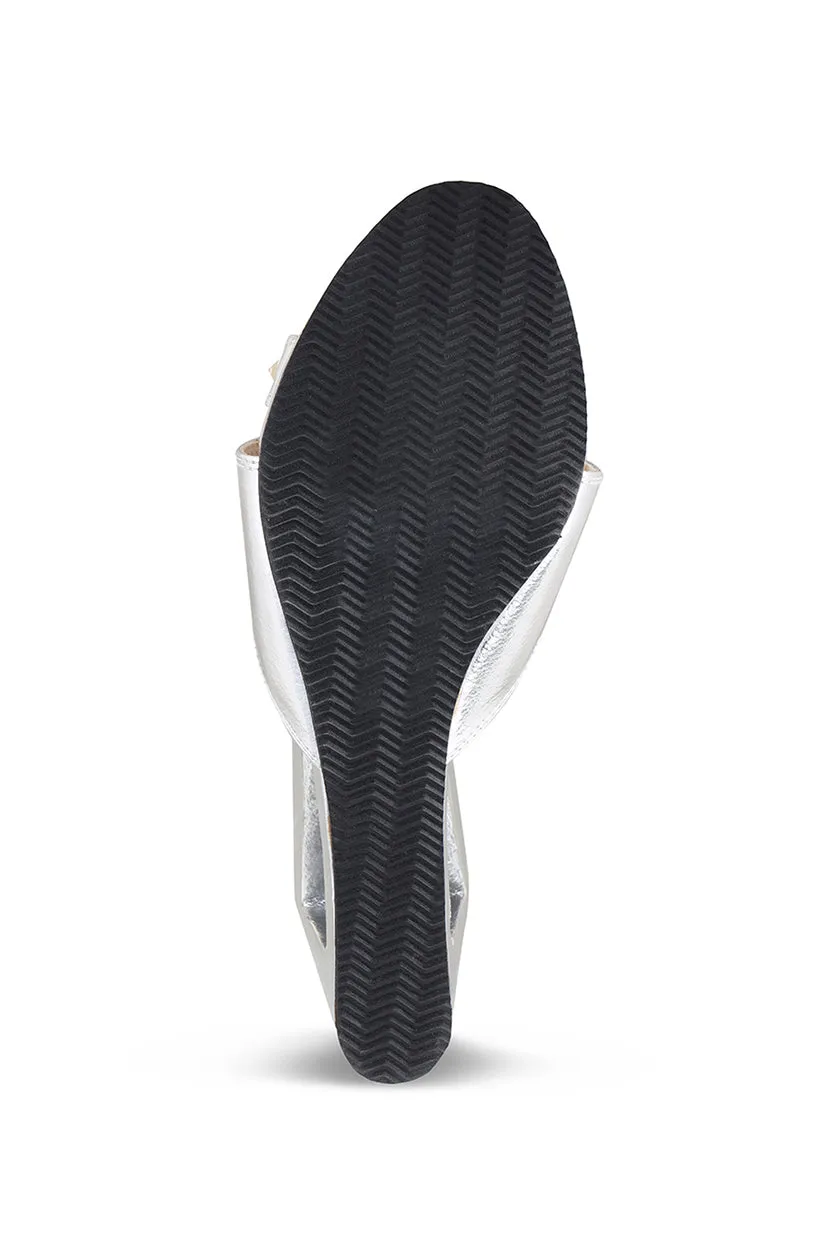 Gold Hardware Structured Heel Silver