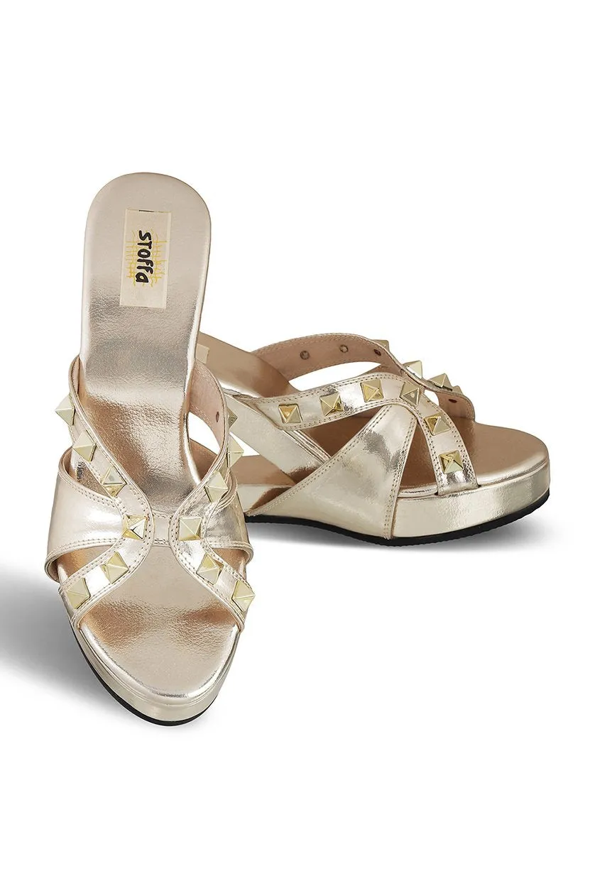 Gold Hardware Structured Heel Silver