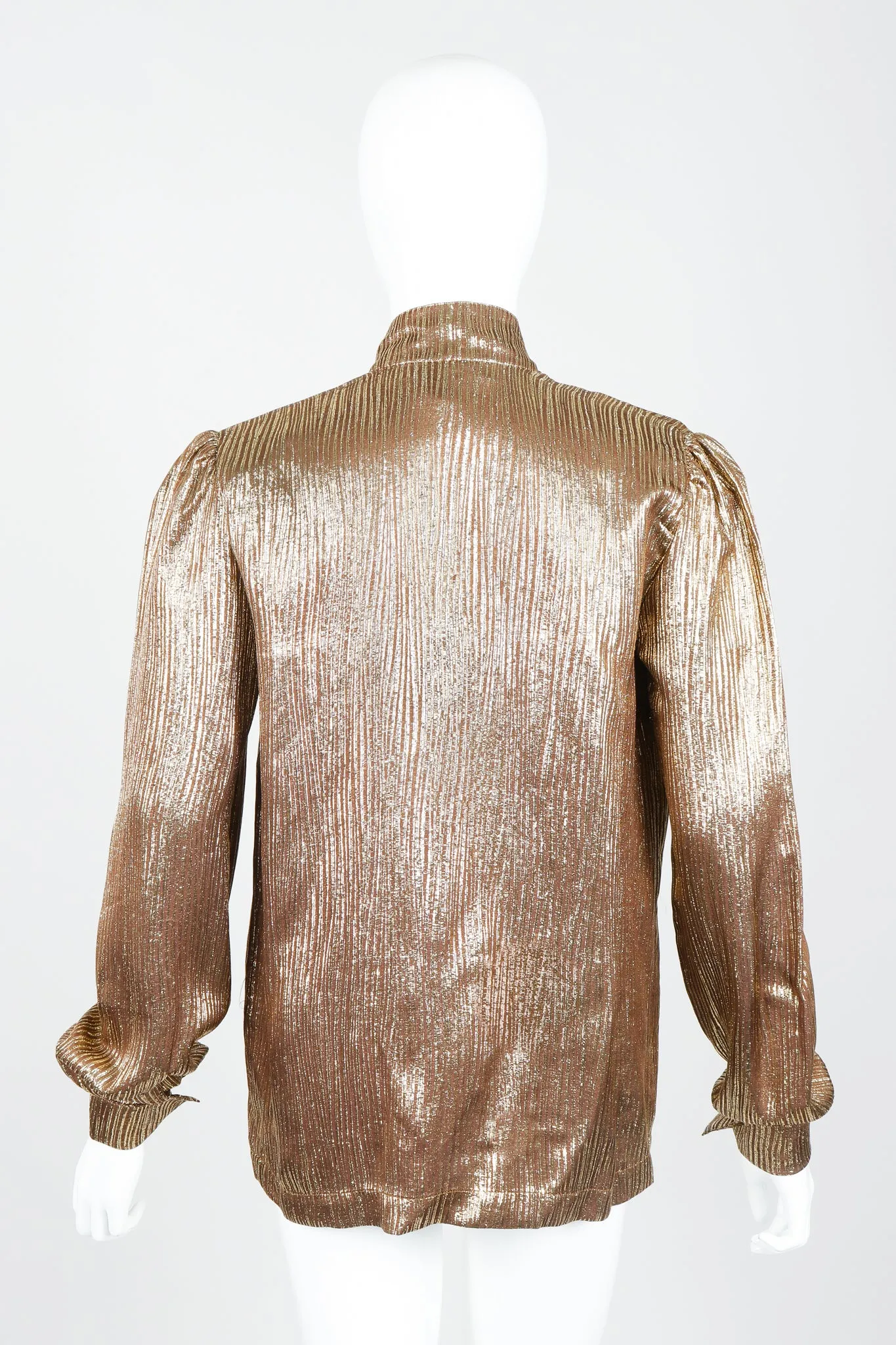 Gold Lamé Bow Tie Blouse
