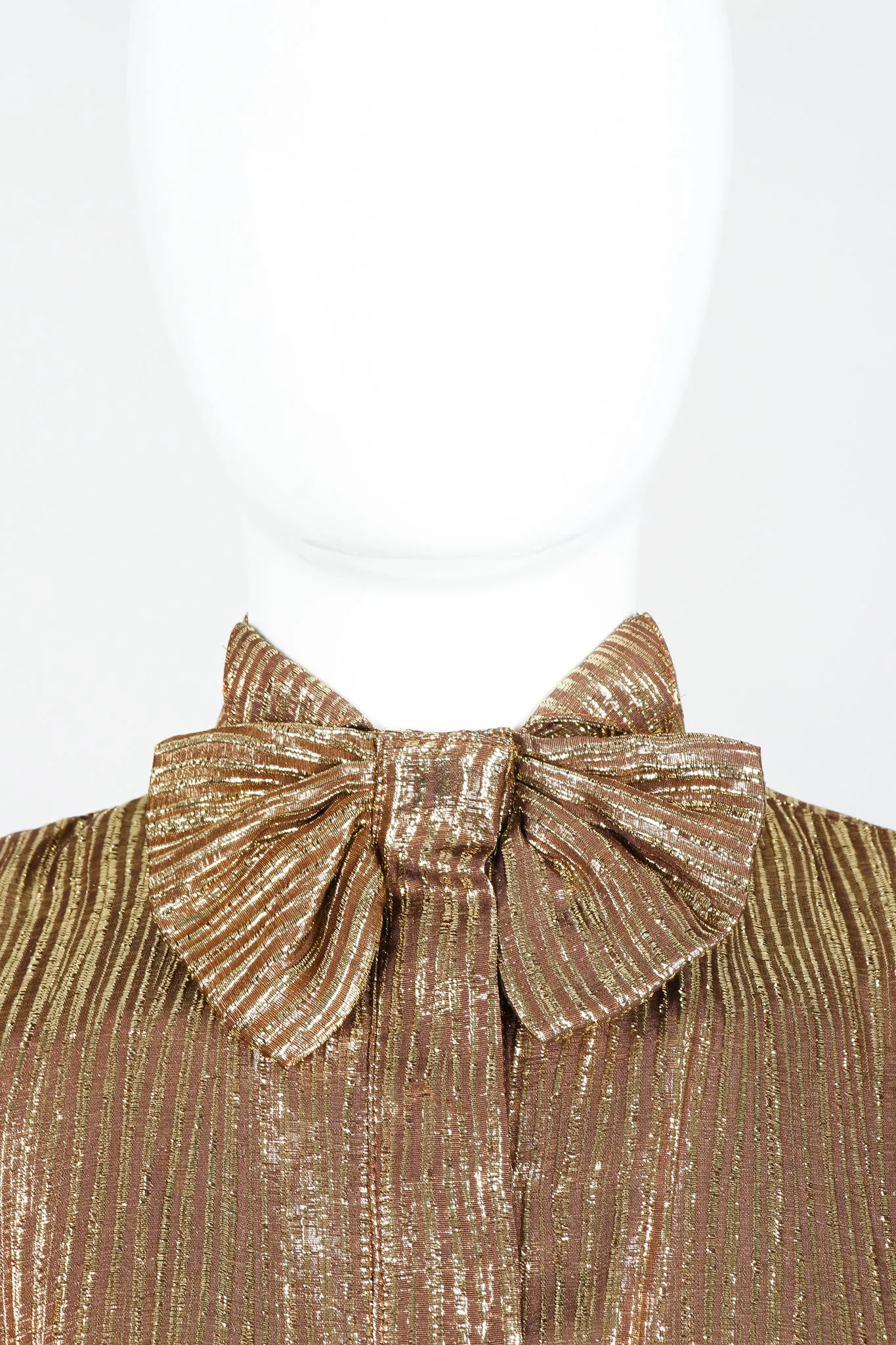 Gold Lamé Bow Tie Blouse