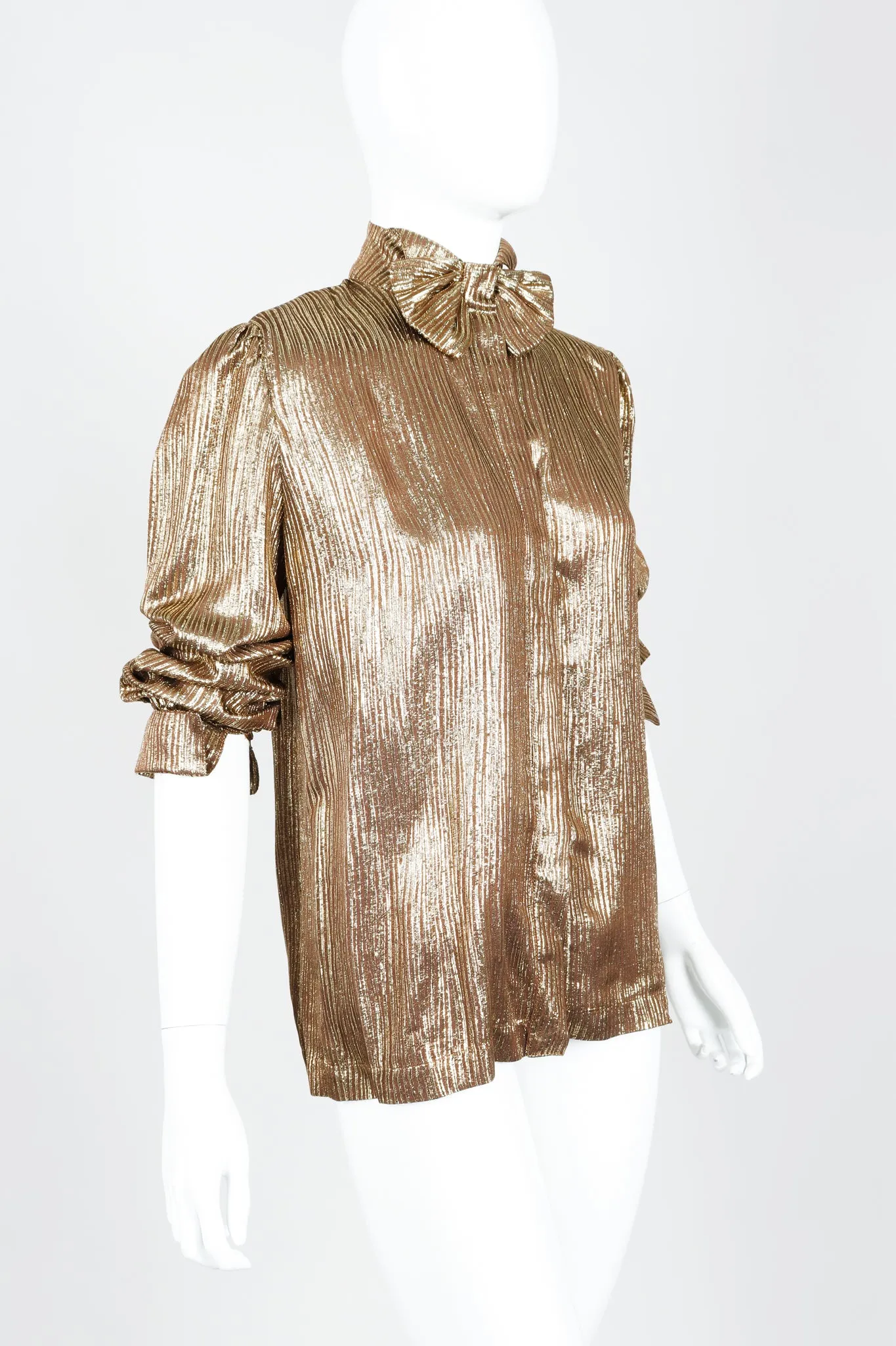 Gold Lamé Bow Tie Blouse