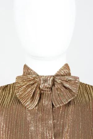 Gold Lamé Bow Tie Blouse
