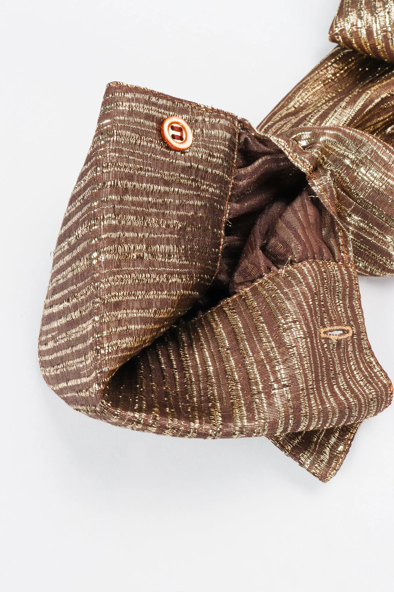 Gold Lamé Bow Tie Blouse