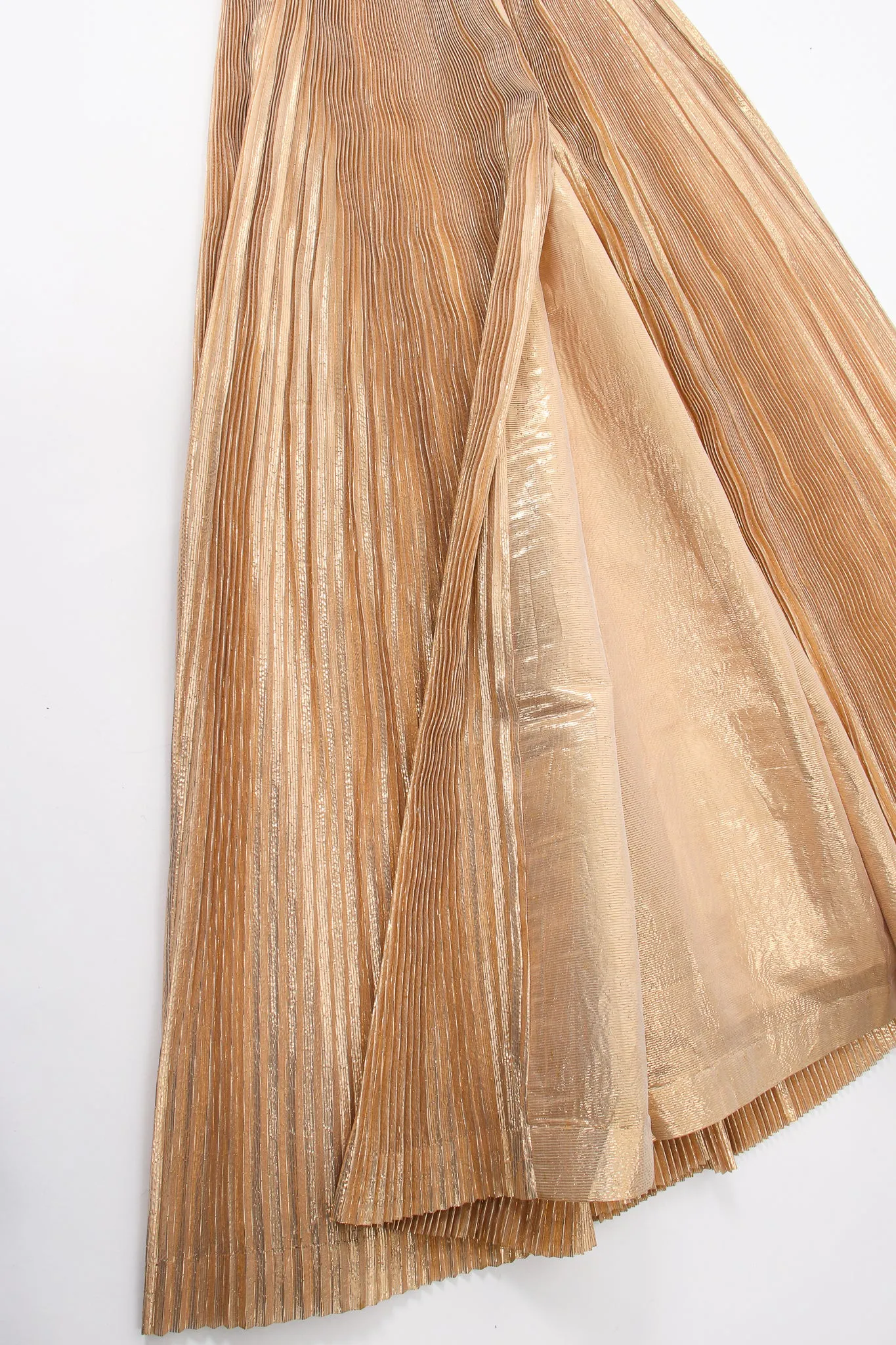 Gold Lamé Top & Pleated Palazzo Pant Set