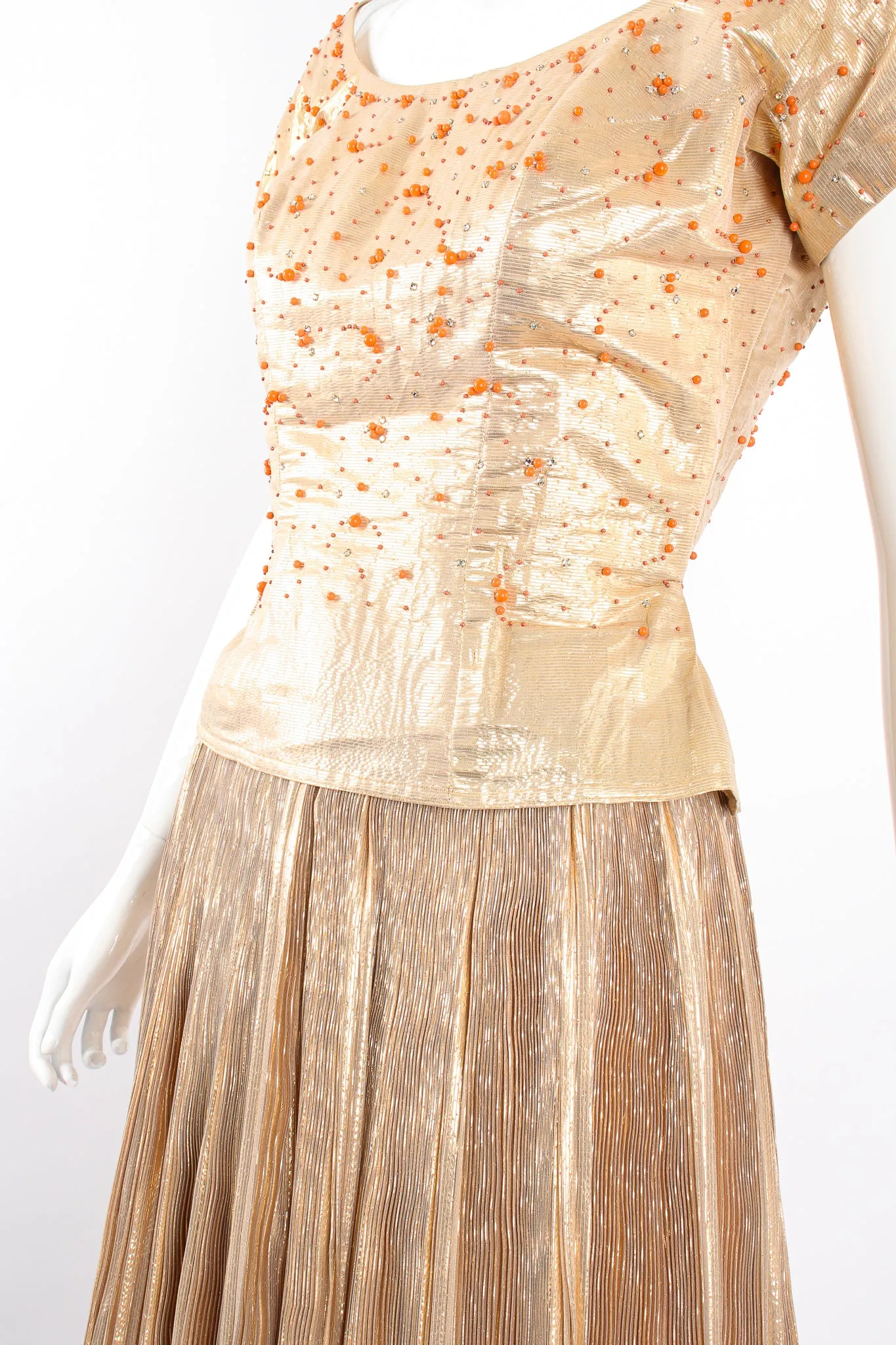 Gold Lamé Top & Pleated Palazzo Pant Set
