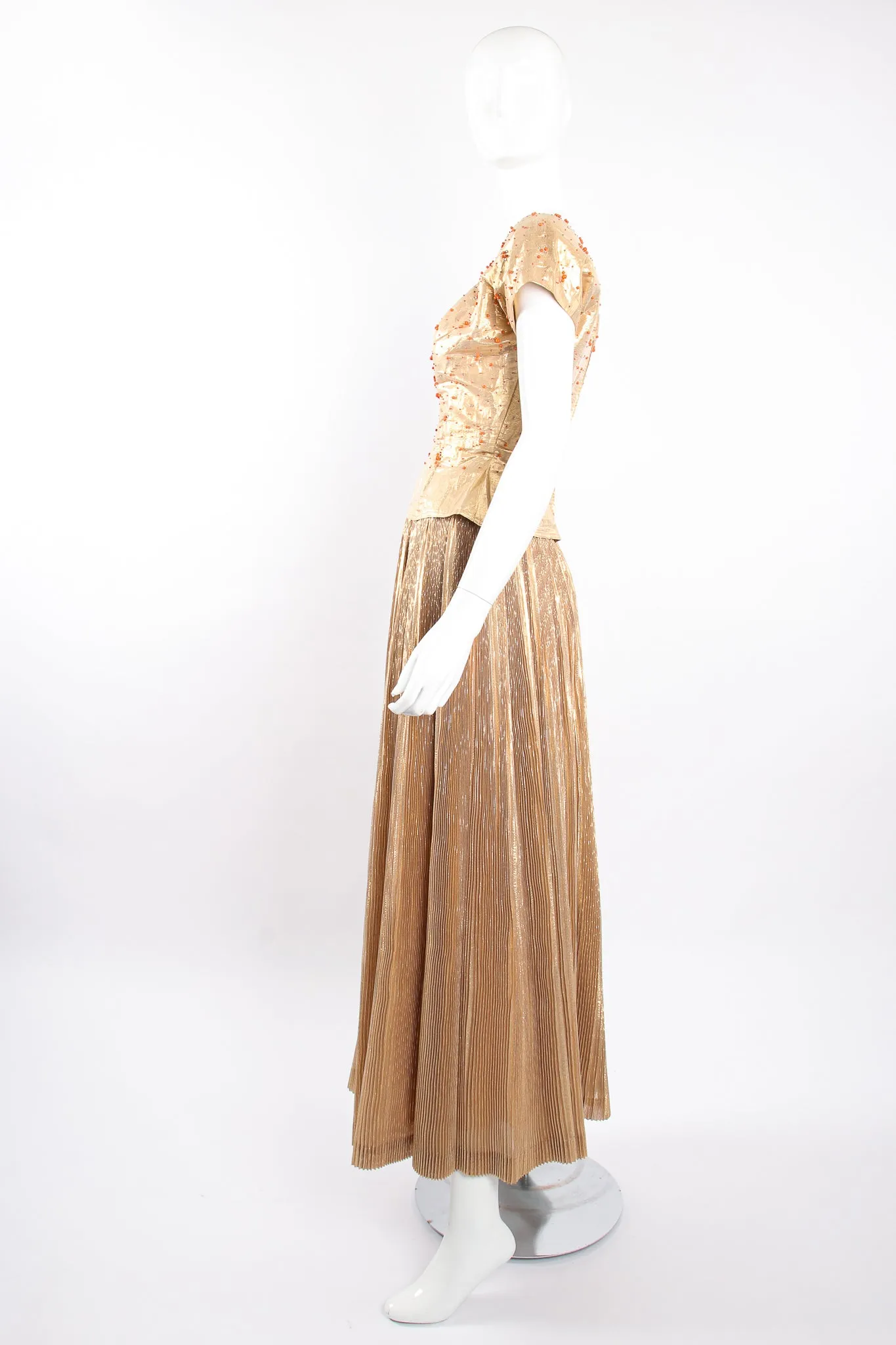 Gold Lamé Top & Pleated Palazzo Pant Set