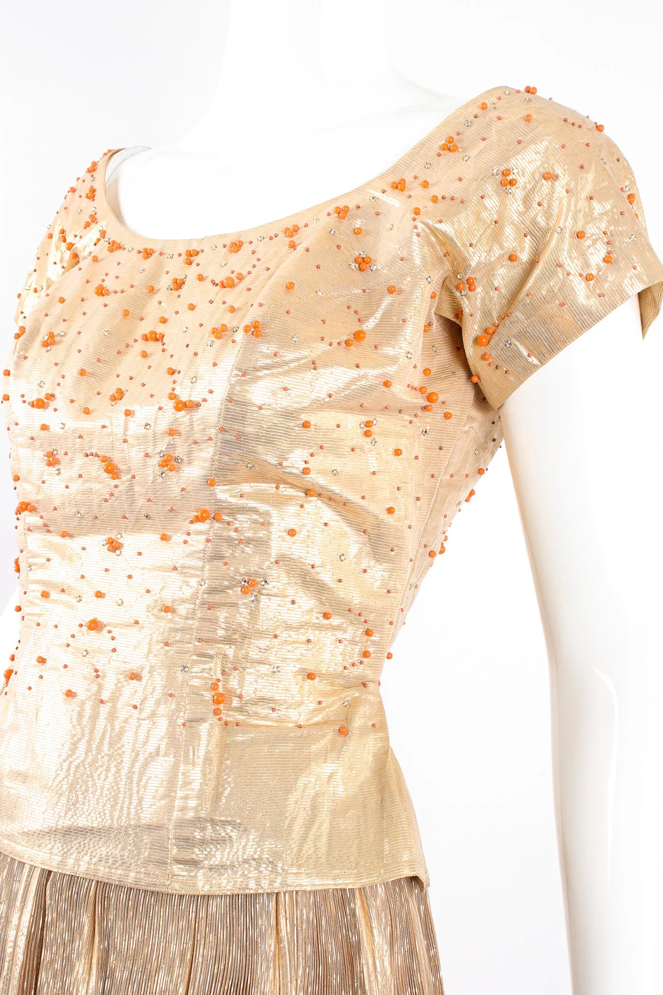 Gold Lamé Top & Pleated Palazzo Pant Set