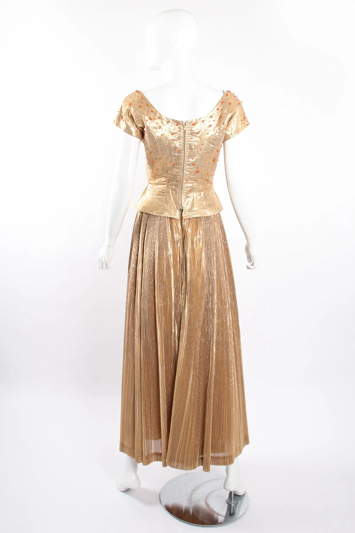 Gold Lamé Top & Pleated Palazzo Pant Set