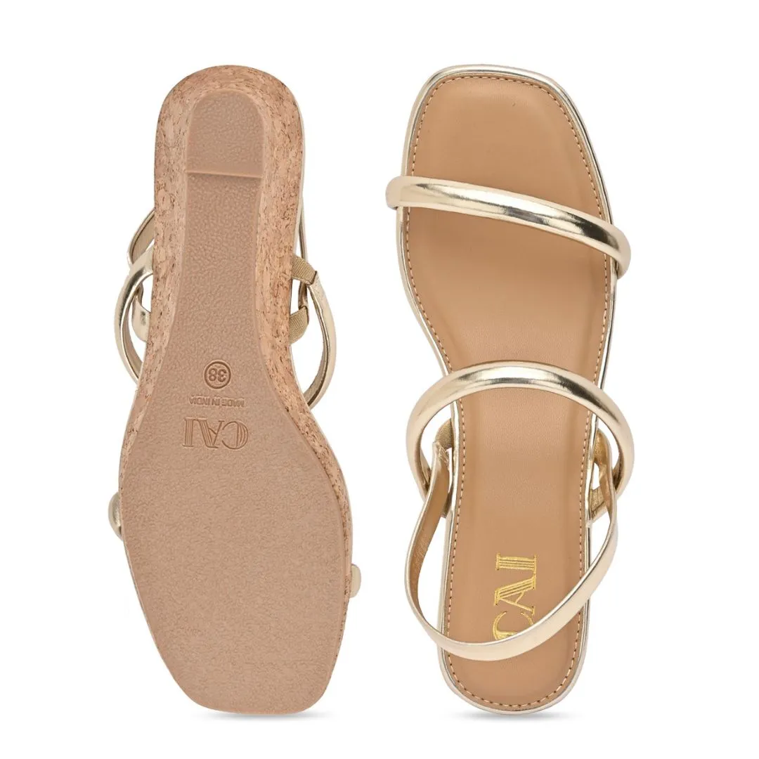 Gold Strapped Wedges