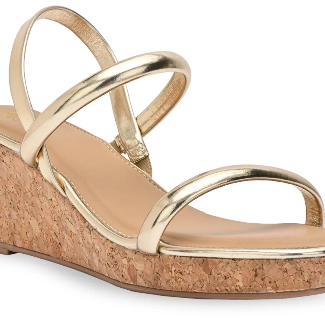 Gold Strapped Wedges