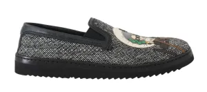 Gray La Familia Wool Leather Loafers