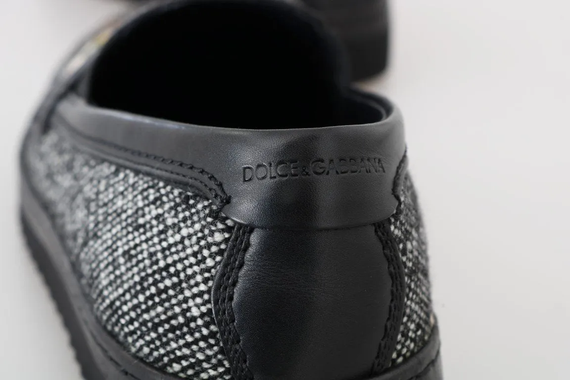Gray La Familia Wool Leather Loafers