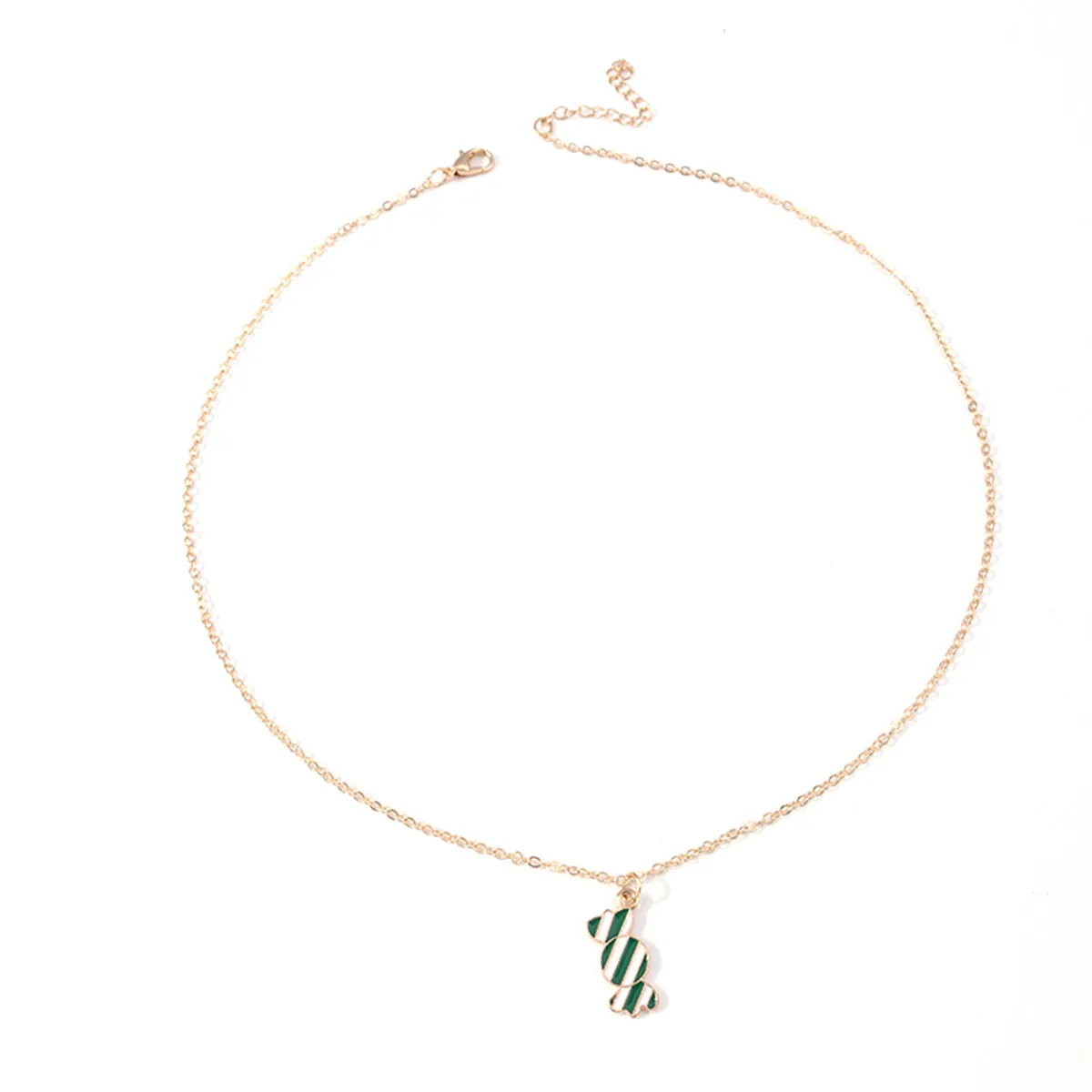 Green Enamel & 18K Gold-Plated Candy Pendant Necklace