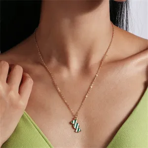 Green Enamel & 18K Gold-Plated Candy Pendant Necklace