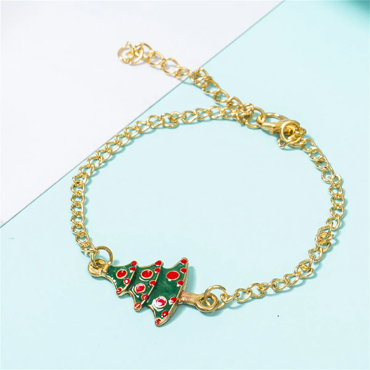 Green Enamel & 18K Gold-Plated Christmas Tree Pendant Necklace Set