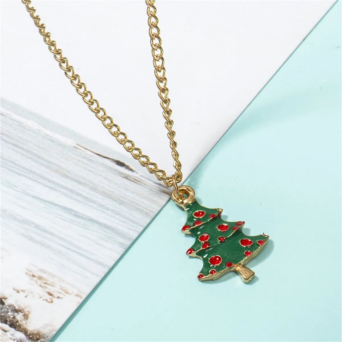 Green Enamel & 18K Gold-Plated Holiday Tree Pendant Necklace & Drop Earrings