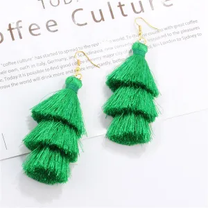 Green Polyster & 18K Gold-Plated Layered Tassel Drop Earrings
