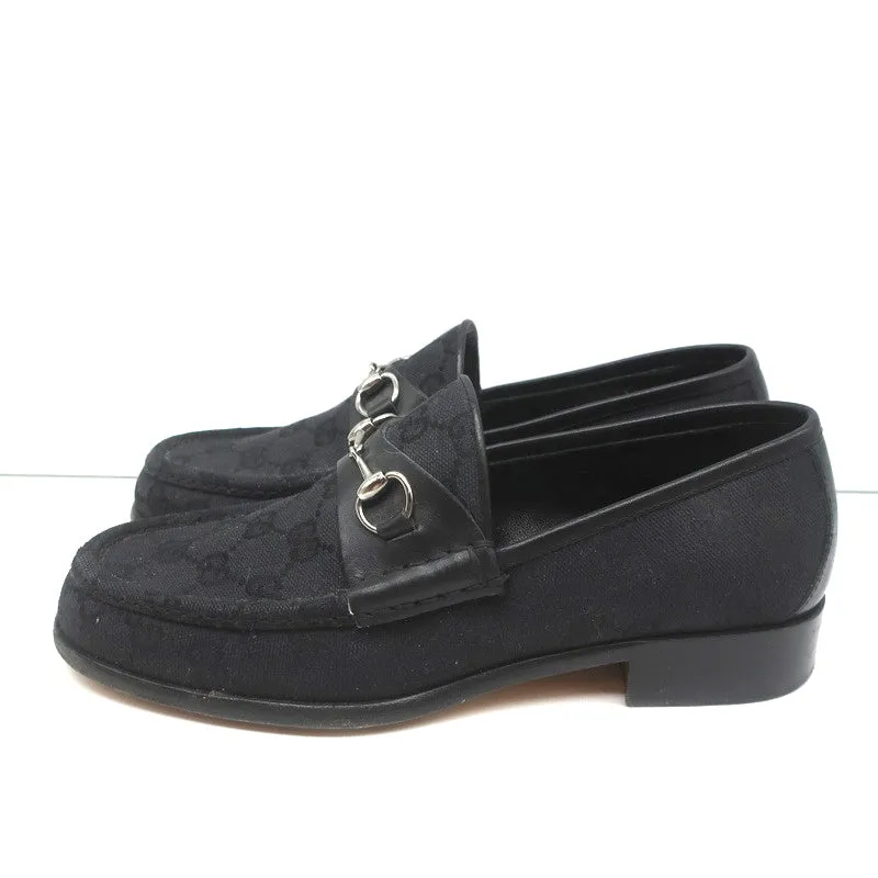 Gucci GG Canvas Horsebit Loafers Black Size 7.5