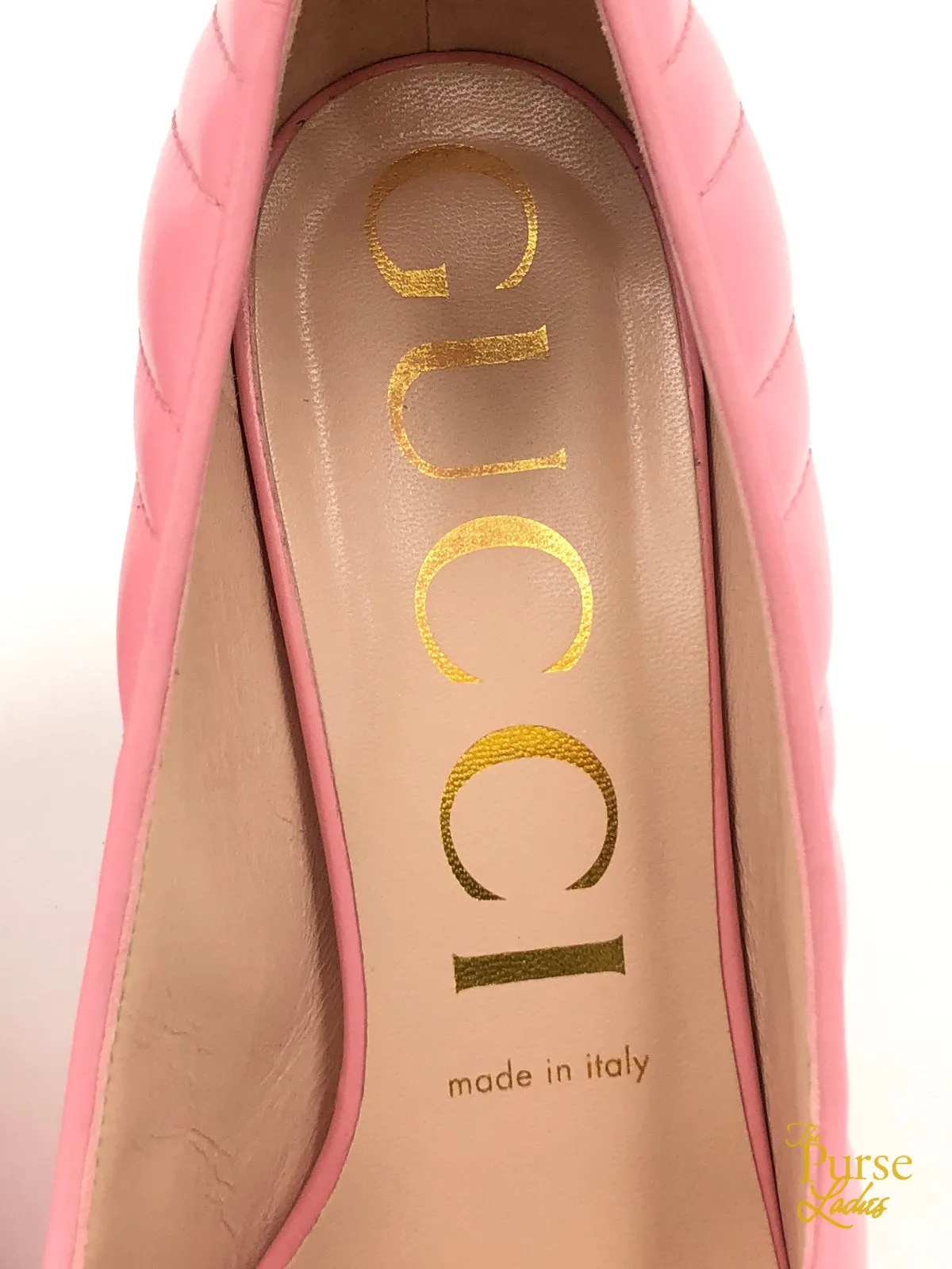 GUCCI Pink Charlotte Chevron Pumps Heels Sz 39.5