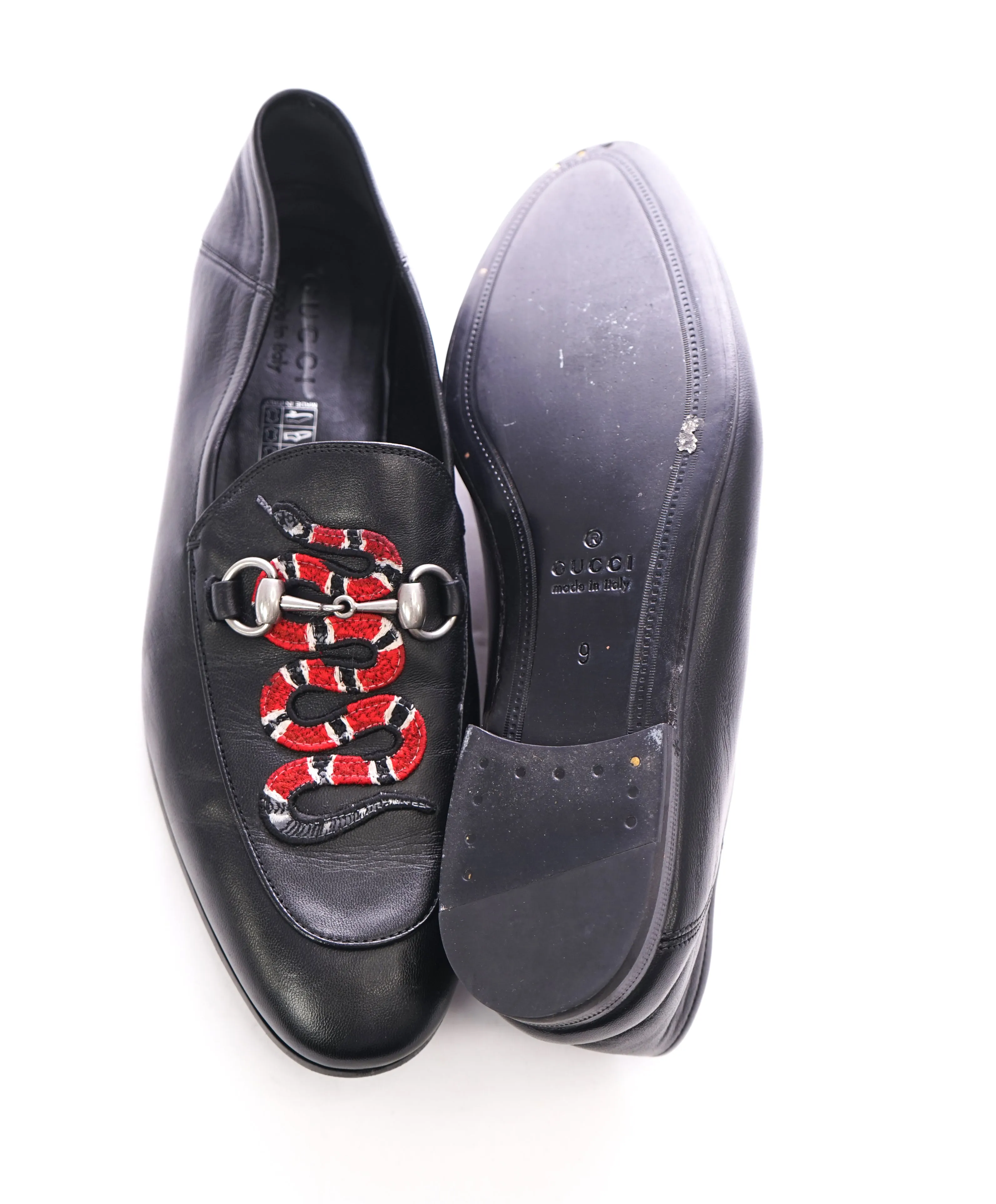 GUCCI - "Brixton" King Snake Horse-Bit Loafers Convertible Back Black - 10 US