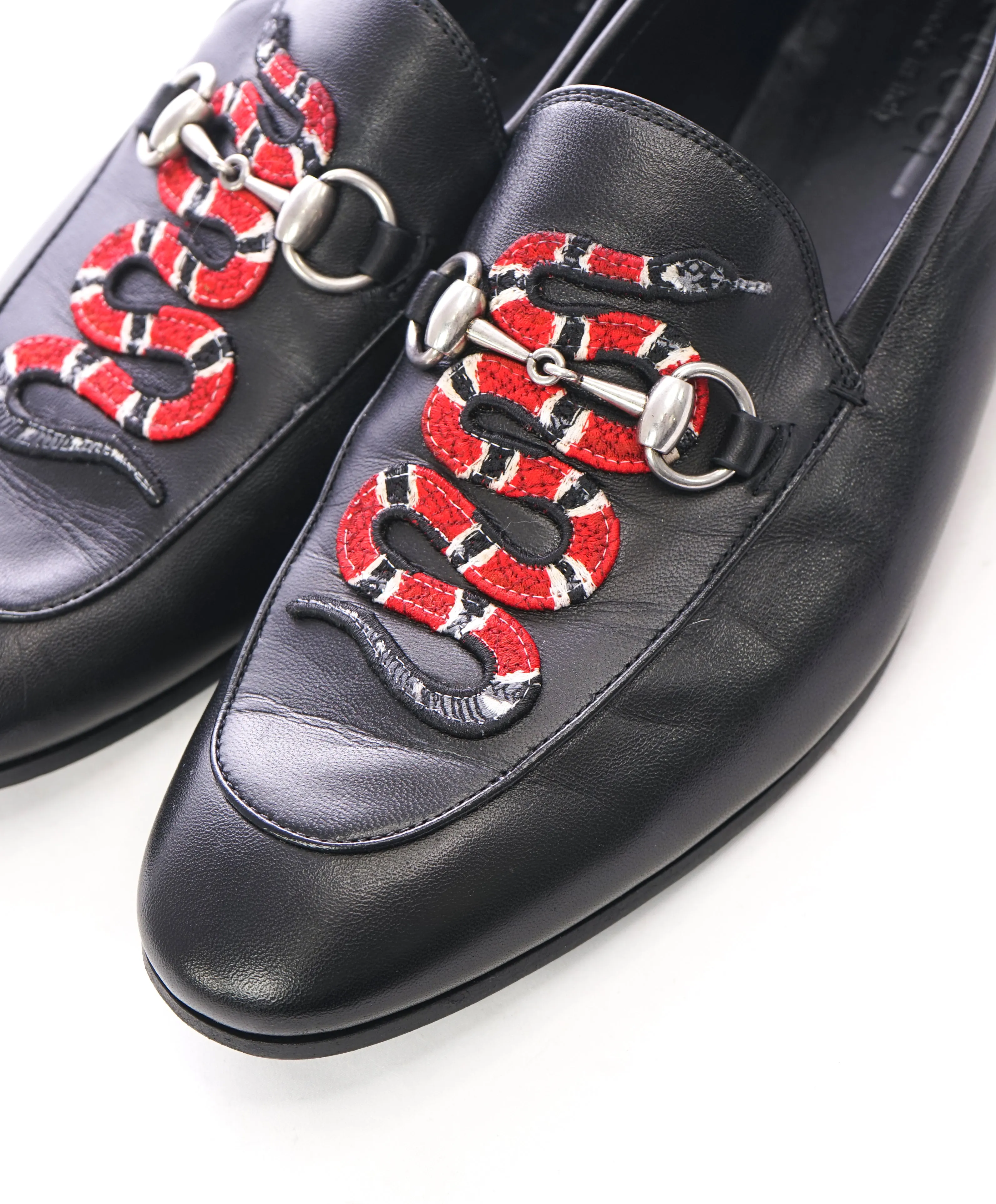 GUCCI - "Brixton" King Snake Horse-Bit Loafers Convertible Back Black - 10 US