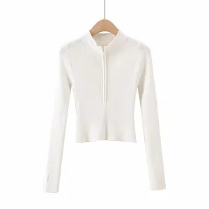 Half turtleneck zipper knitted bottoming shirt