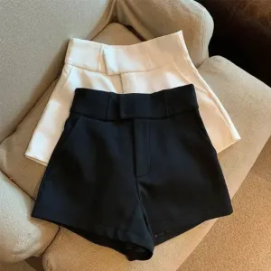Harajuku Elegance™ | Women's High-Waisted A-Line Shorts | Black, Casual Slim Fit with Straight Design
