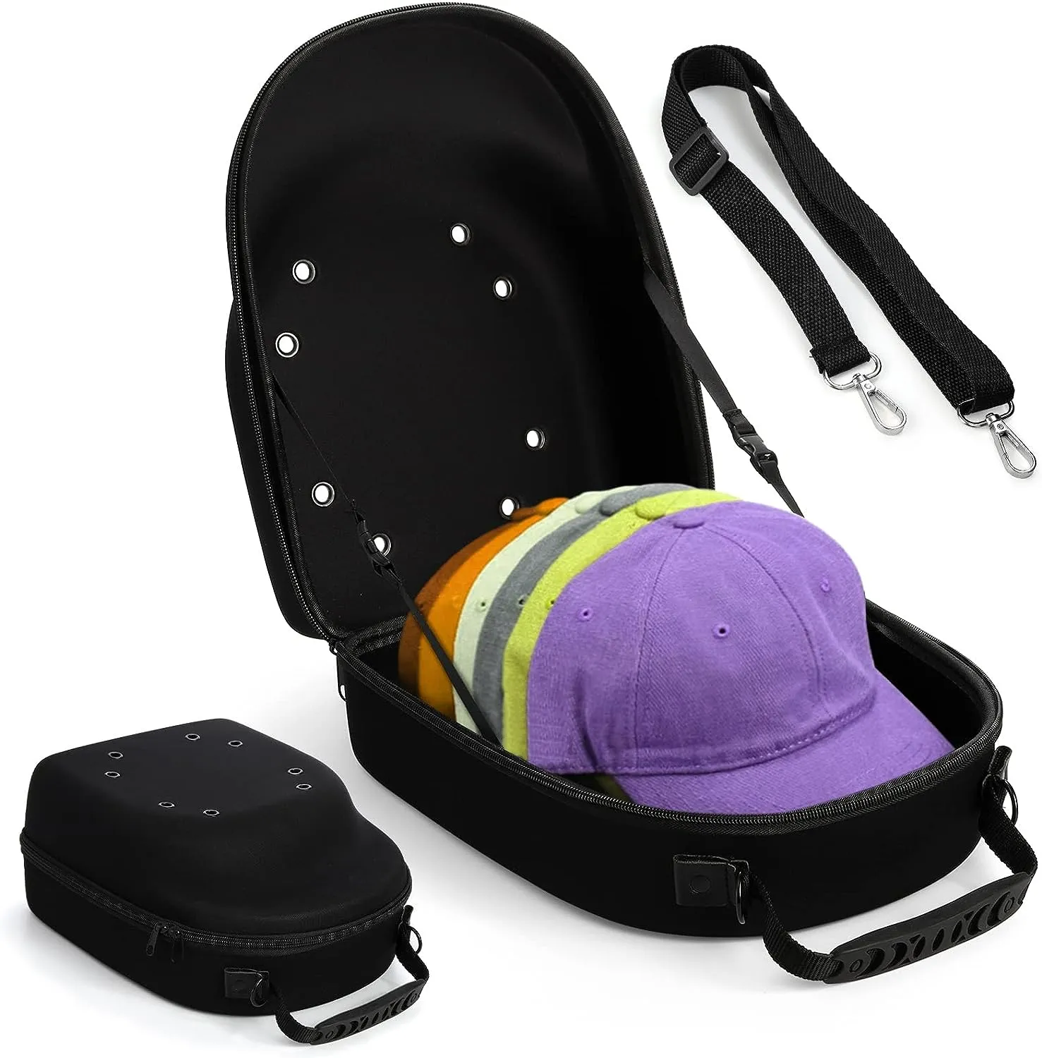 Hat Travel Case for Organizing and Carrying Baseball caps and Hats - Perfect traveling Hat Organizer holds up to 6 Hats