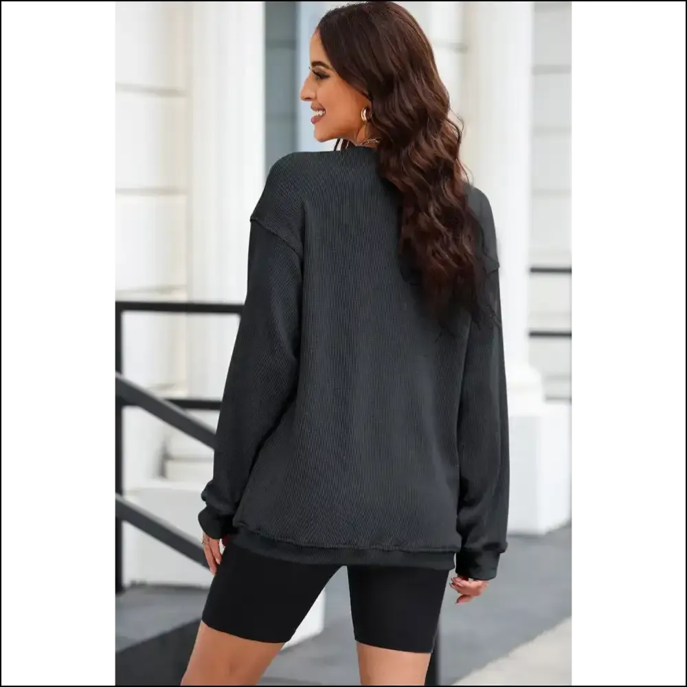 Heart Sequin Round Neck Sweatshirt
